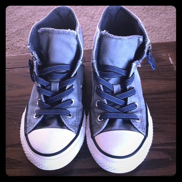 Converse Other - Distressed grey hi-top Converse, zip up